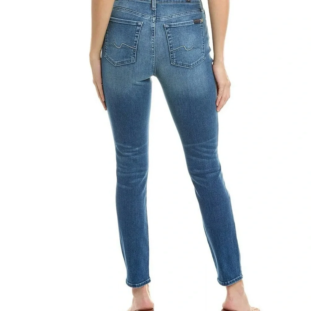 7 For All Mankind Women’s High Waist Gwenevere Skinny Jeans Medium Wash Size 32 - Picture 10 of 10